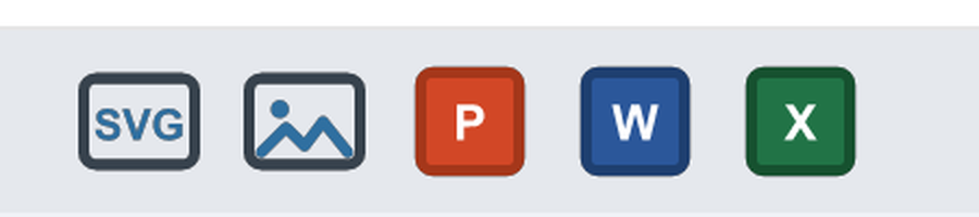 Close-up of the export buttons in the toolbar